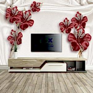 Alternative view of 3 Boyutlu Bordo Çiçekli Duvar Kağıtları