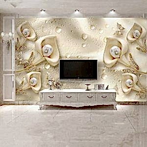 Alternative view of 3 Boyutlu Zümrüt Çiçek Motifli Duvar Kağıtları B3400