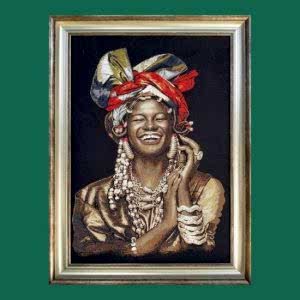 Siyahi Gülen Kadın Goblen Tablo