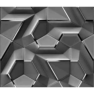 3D Geometrik Şekilli Metal Görünümlü Duvar Kağıtları