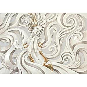 3D Sarı Tasarım Kadın Görünümlü Duvar Kağıtları