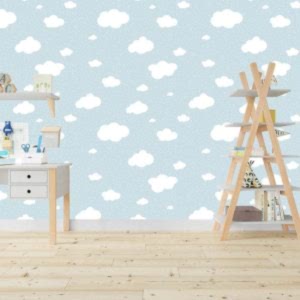 Bulut Desenli Çocuk Odası Yapışkanlı Folyo Sticker 67,5X 5m DKB-1225