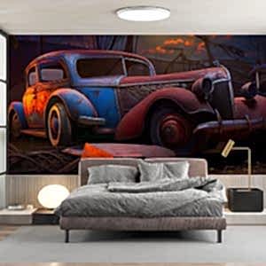 Antika Araba Yağlı Boya Dekor Duvar Kağıdı YA-00097