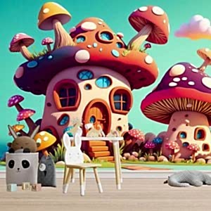 Mantar Evler Çocuk Odası Duvar Kağıtları YCO-00203