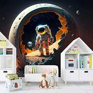 Ay ve Astronot Çocuk Odası Duvar Kağıdı YCO-00214