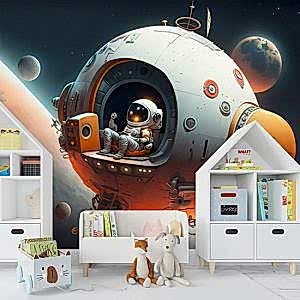 Astronot ve Uzay Aracı Çocuk Odası Duvar Kağıdı YCO-00215