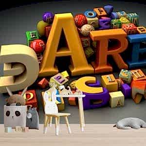 3D Harfler Çocuk Odası Duvar Kağıdı YCO-00225