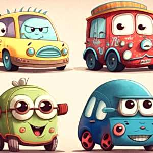 Sevimli Çizgi Film Arabalar Duvar Kağıtları YCO-00227