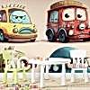 Sevimli Çizgi Film Arabalar Duvar Kağıtları YCO-00227