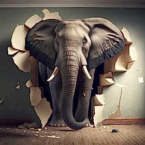 3D Duvarı Yıkan Fil Çocuk Odası Duvar Kağıdı YCO-00238