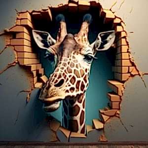 3D Duvarı Yıkan Bir Zürafa Çocuk Odası Duvar Kağıdı YCO-00240