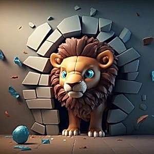 3D Sevimli Yavru Aslan Çocuk Odası Duvar Kağıdı YCO-00342