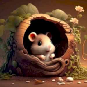 Ağaç Kavuğunda Sevimli Yavru Fare Duvar Kağıdı YCO-00350