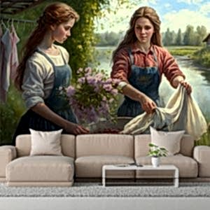 Nehir Kenarındaki Kadınlar Manzara Duvar Kağıdı YD-00399