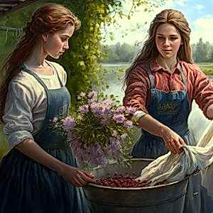 Nehir Kenarındaki Kadınlar Manzara Duvar Kağıdı YD-00399