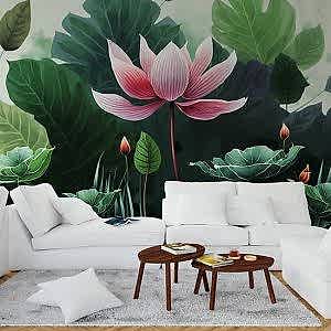 Suluboya Pembe Lotus Çiçeği Duvar Kağıtları YF-00134