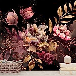 3d Çiçek Desenli Duvar Kağıtları YF00013