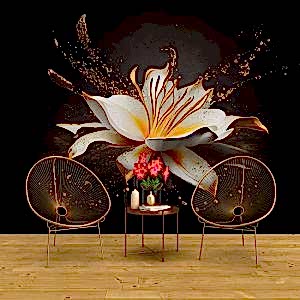 Suluboya Zambak Çiçeği Duvar Kağıtları YF-00027