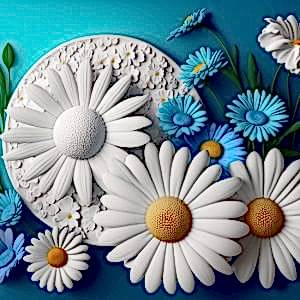 3D Mavi Çiçekler Duvar Kağıtları YF-00036