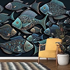 Balık Desenli Çocuk Odası Duvar Kağıdı YCO-00687