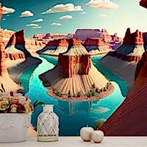 3D Büyük Kanyon Manzarası İllüstrasyon Duvar Kağıdı YD-00538