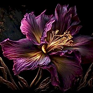 3D Altın Parıltılı Mor Çiçek Duvar Kağıtları YF-02006