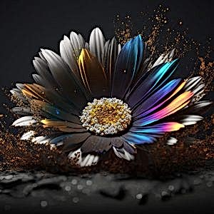 3D Altın Parıltılı Papatya Dekor Duvar Kağıdı YF-02007