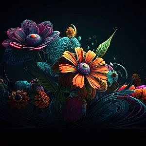 3D Canlı Tropikal Çiçekler Vintage Duvar Kağıdı YF-02026