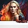 Rengarenk Saçlı Kadın Kuaför Duvar Kağıdı YK-00083
