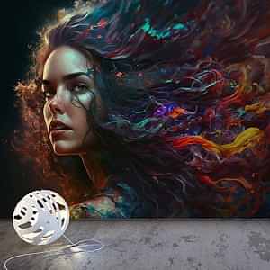 Saçları Dumanlı Kadın İllüstrasyonu Kuaför Duvar Kağıdı YK-00388