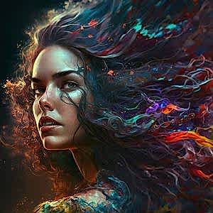 Saçları Dumanlı Kadın İllüstrasyonu Kuaför Duvar Kağıdı YK-00388