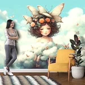 Bulutlar Arasında Sevimli Kız Çocuk Odası Duvar Kağıdı Modelleri ve Fiyatları Dekoros'da. Tüm Türkiye'ye Poster Duvar Kağıdı Gönderilir.
