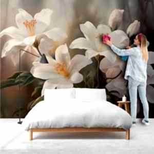 3D Bahar Çiçekleri Tek Parça Silinebilir Duvar Kağıdı YF-02215