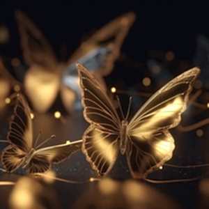 3D Altın Parıltılı Kelebekler Tek Parça Modern Duvar Kağıdı YH-02218