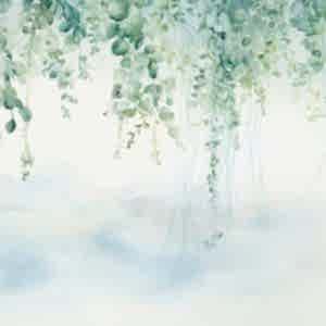 Asılı Yeşil Yapraklar Tek Parça 3D Duvar Kağıdı YF-02356