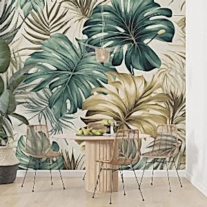 Yeşil ve Gold Yapraklar Duvar Kağıdı YD-02407