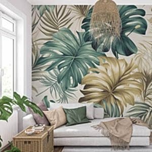 Yeşil ve Gold Yapraklar Duvar Kağıdı YD-02407