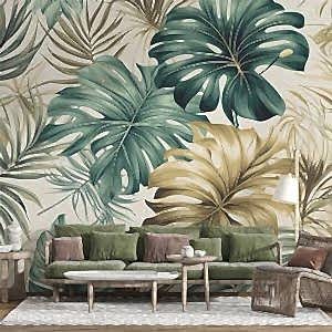 Yeşil ve Gold Yapraklar Duvar Kağıdı YD-02407