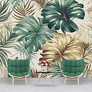 Yeşil ve Gold Yapraklar Duvar Kağıdı YD-02407