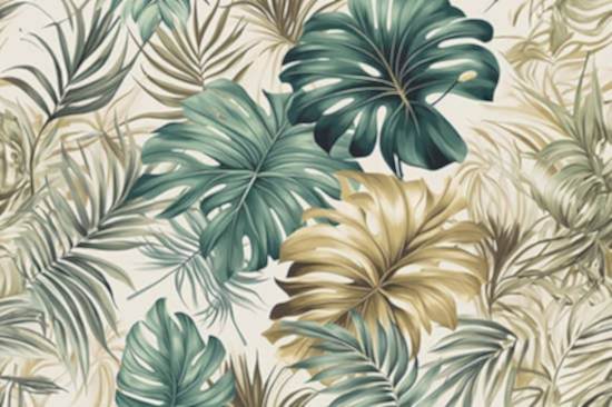 Yeşil ve Gold Yapraklar Duvar Kağıdı YD-02407