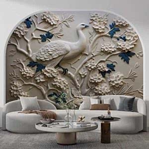 3D Kuş ve Çiçekler Duvar Kağıdı Tek Parça YF-02481