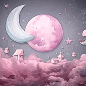 Ay ve Pembe Bulutlar Çocuk Odası Duvar Kağıdı YCO-02489