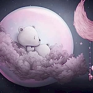 Ayda Uyuyan Ayıcık Çocuk Odası Pembe Duvar Kağıdı YCO-02490