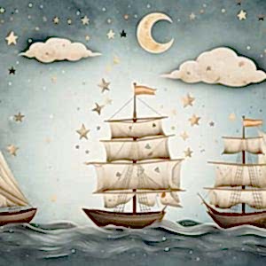 Bebek Odası Gemili Duvar Kağıdı Tek Parça YCO-02493