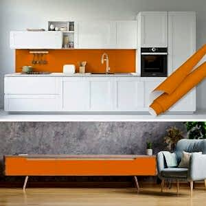 Düz Renk Mat Turuncu Folyo Kendinden Yapışkanlı 45 cm ve 90 cm Rulo Çeşitleri Dekoros'ta. Suya Dayanıklı Yapışkan Mobilya Kaplama Folyosu İçin Buraya Tıkla!