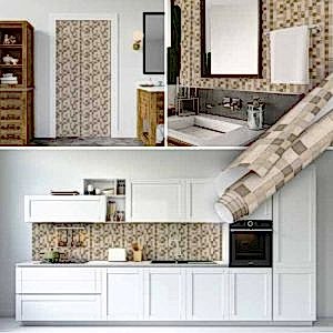 Açık Kahve Mozaik Desenli Fayans Görünümlü Yapışkanlı Folyo 45 cm ve 90 cm Rulo Çeşitleri Dekoros'ta! Taş Desen Kaplama ve Çıkartma Folyolar için Tıkla!