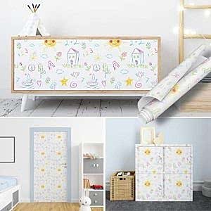 Renkli Eğlenceli Şekilli Yapışkan Folyo, 45 ve 90 cm Rulo Çeşitleri Dekoros'ta! Silinebilir, Suya Dayanıklı, Çocuk Odasına Uygun Sticker Kaplama için Tıkla!