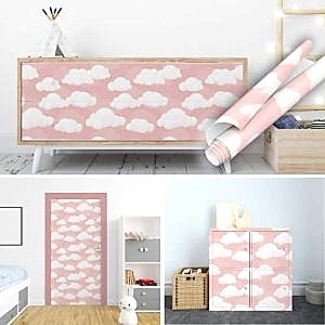 Pembe Bulut Desenli Yapışkanlı Folyo Sticker 45 ve 90 cm Rulo Çeşitleri Dekoros'ta! Su Geçirmez Dolap Kaplamalar ve Çocuk Odası Folyoları için Hemen Tıkla!