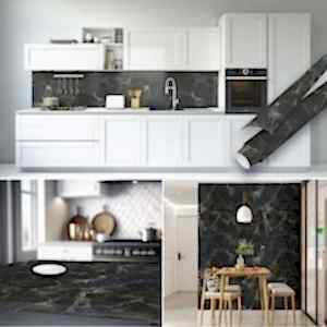 Siyah Mermer Desenli Yapışkanlı Folyo 45 cm ve 90 cm Rulo Çeşitleri Dekoros'ta. Banyo, Duvar, Masa, Tezgah ve Dolap Kaplama Folyosu ve Modelleri İçin Tıkla!