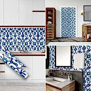 Mavi Geleneksel Çini Desenli Yapışkanlı Folyo 45 cm ve 90 cm Rulo Çeşitleri Dekoros'ta! Suya Dayanıklı Banyo Mutfak Tezgah Arası Kaplama Folyosu için Tıkla!